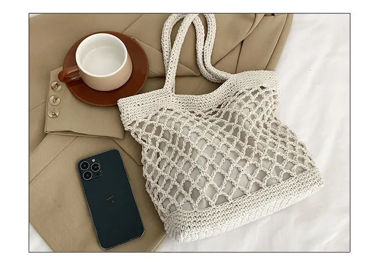 Designer Woven Straw Tote Beach Bag-Showtown
