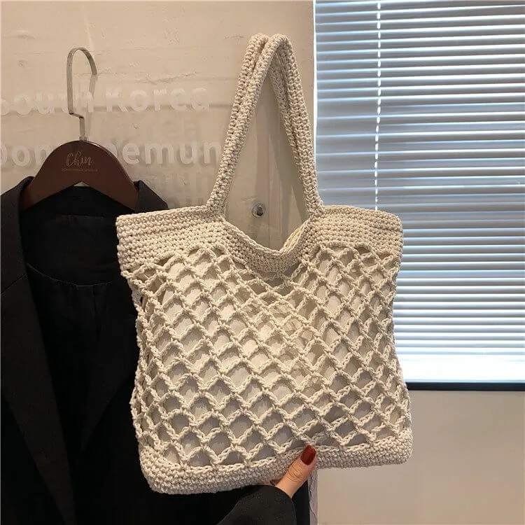 Designer Woven Straw Tote Beach Bag-Showtown