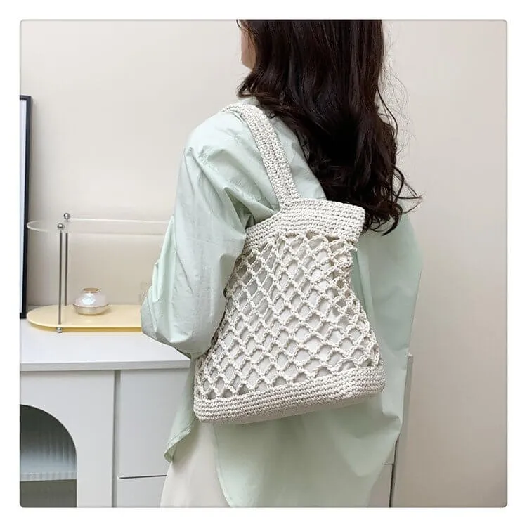 Designer Woven Straw Tote Beach Bag-Showtown