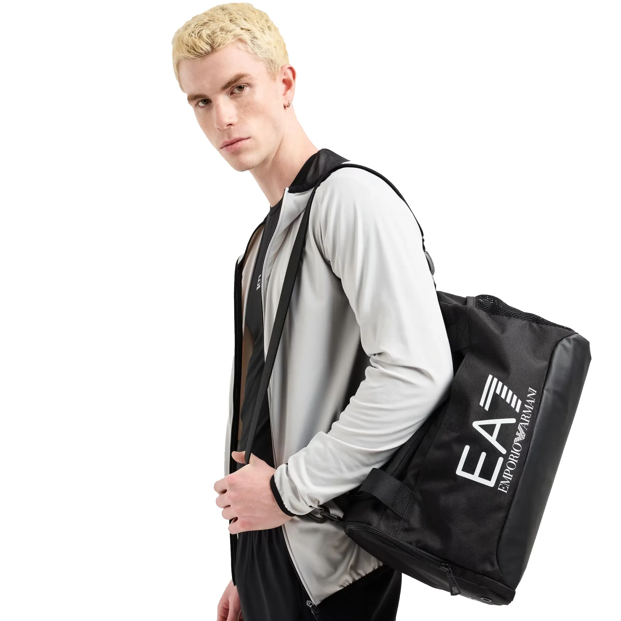 EA7 Emporio Armani Small Duffel Gym Bag Black/White