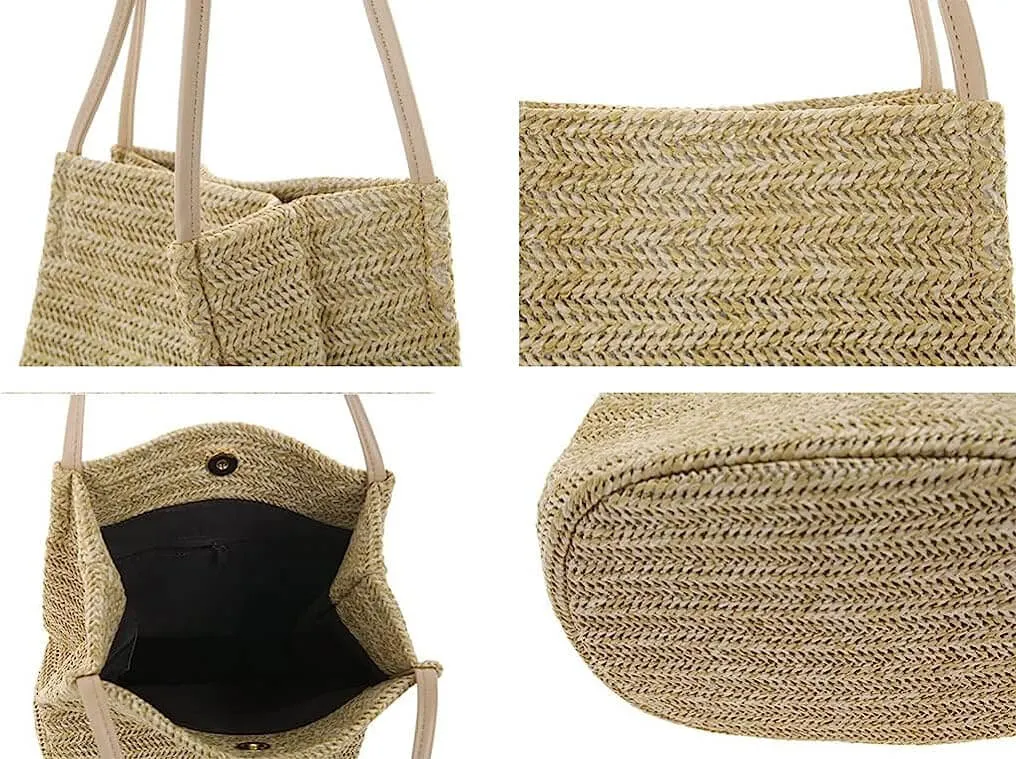Fashion Straw Shoulder Tote Bag-Showtown