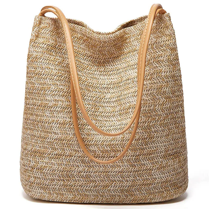 Fashion Straw Shoulder Tote Bag-Showtown