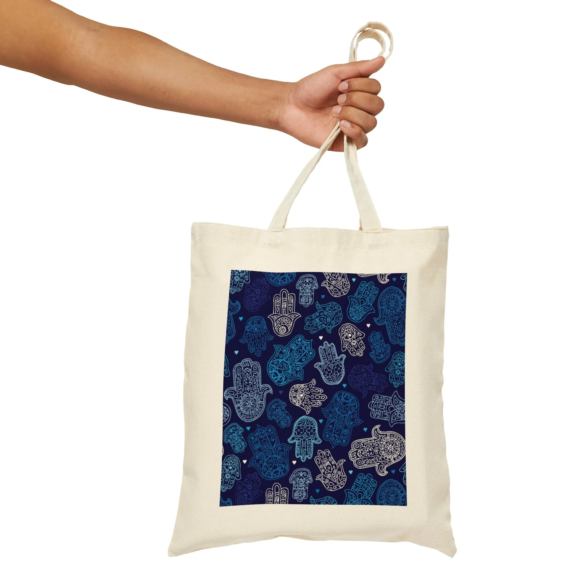 Hamsa Blue Collage Tote Bag