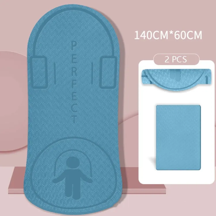 Indoor Skipping Mat Sound Insulation Shock Absorption Thickened Skipping Blanket Non-Slip Yoga Mat, Size: 140 x 60cm(Fog Blue Cushion)