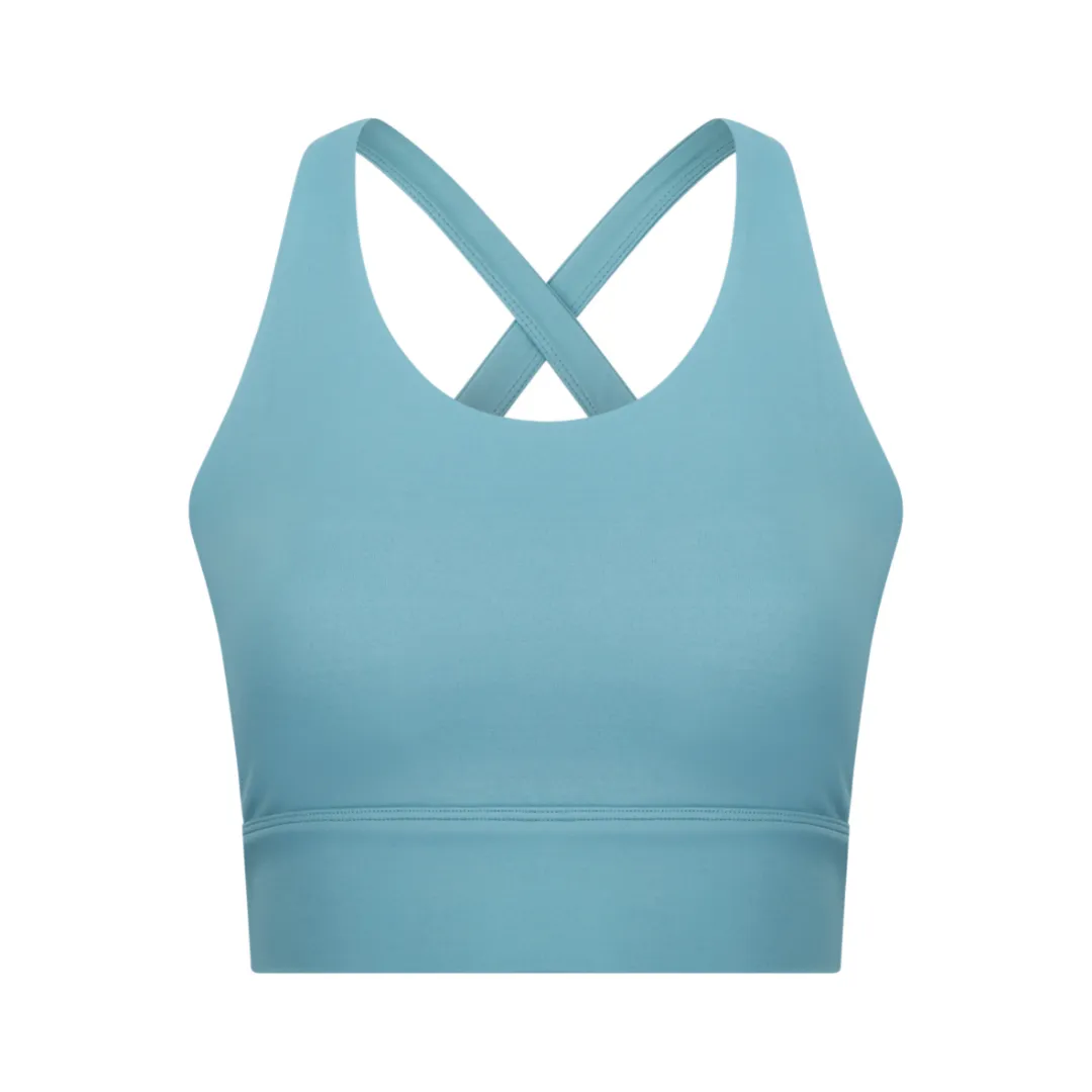 Laurel Cross Back Sports Top Sky Blue