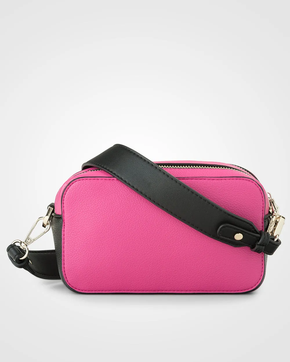 Maddie Double Zip Camera Crossbody Bag   Monogram Stripe Bag Strap