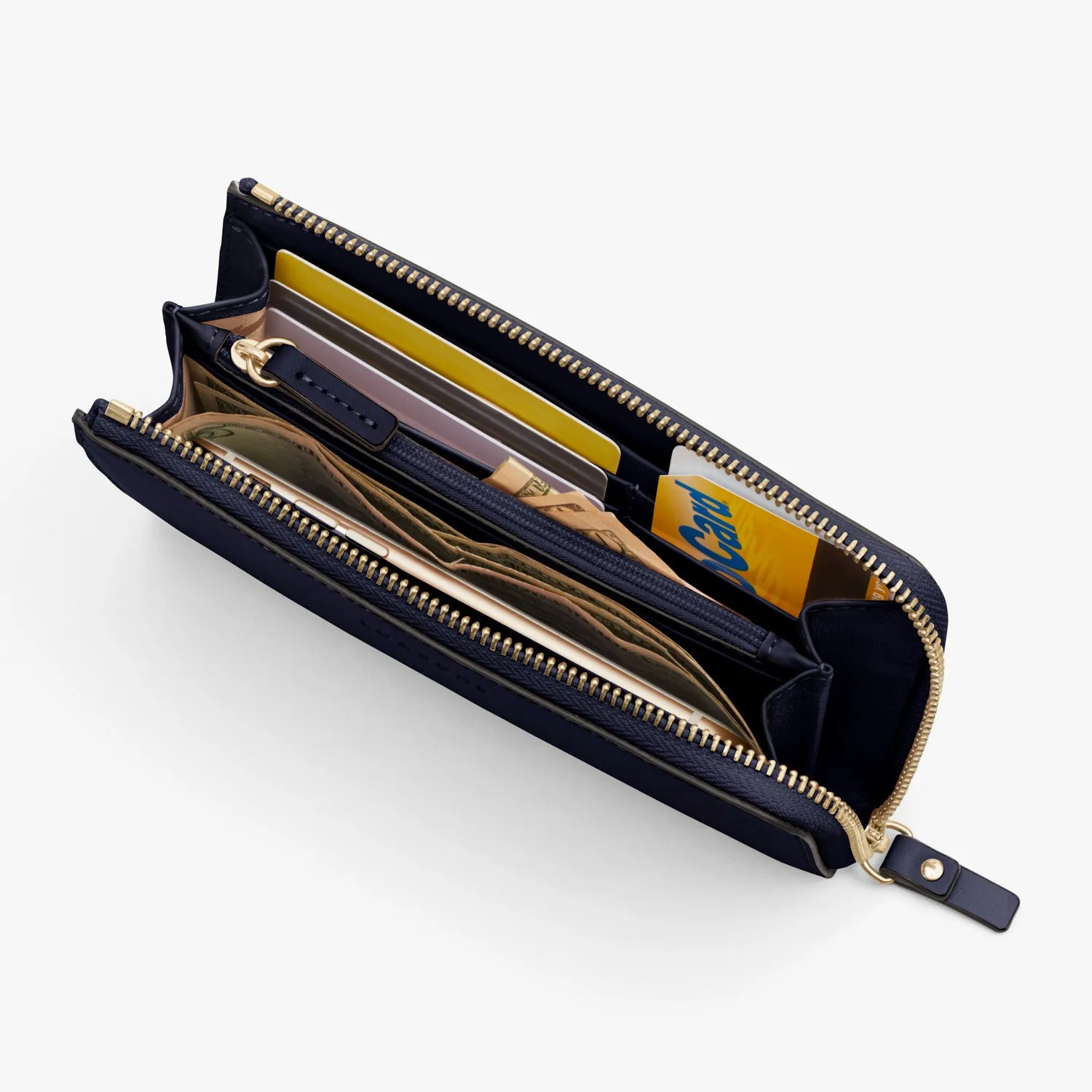 Magnolia Leather Wallet - Nappa Leather - Deep Navy / Gold / Camel
