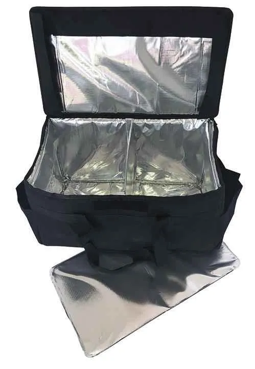 Medium Insulated Hot/Cold Restaurant Delivery Bag w/ Reflective Lining - 2 Pack