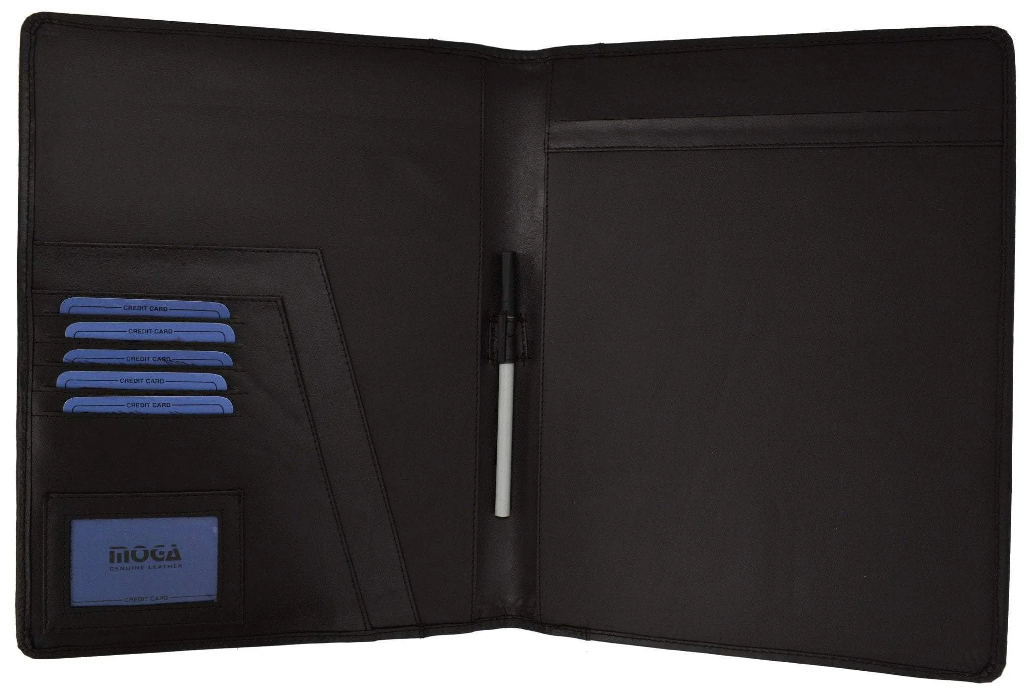 Moga Bifold Portfolio Organizer High End Leather Quality (Brown)