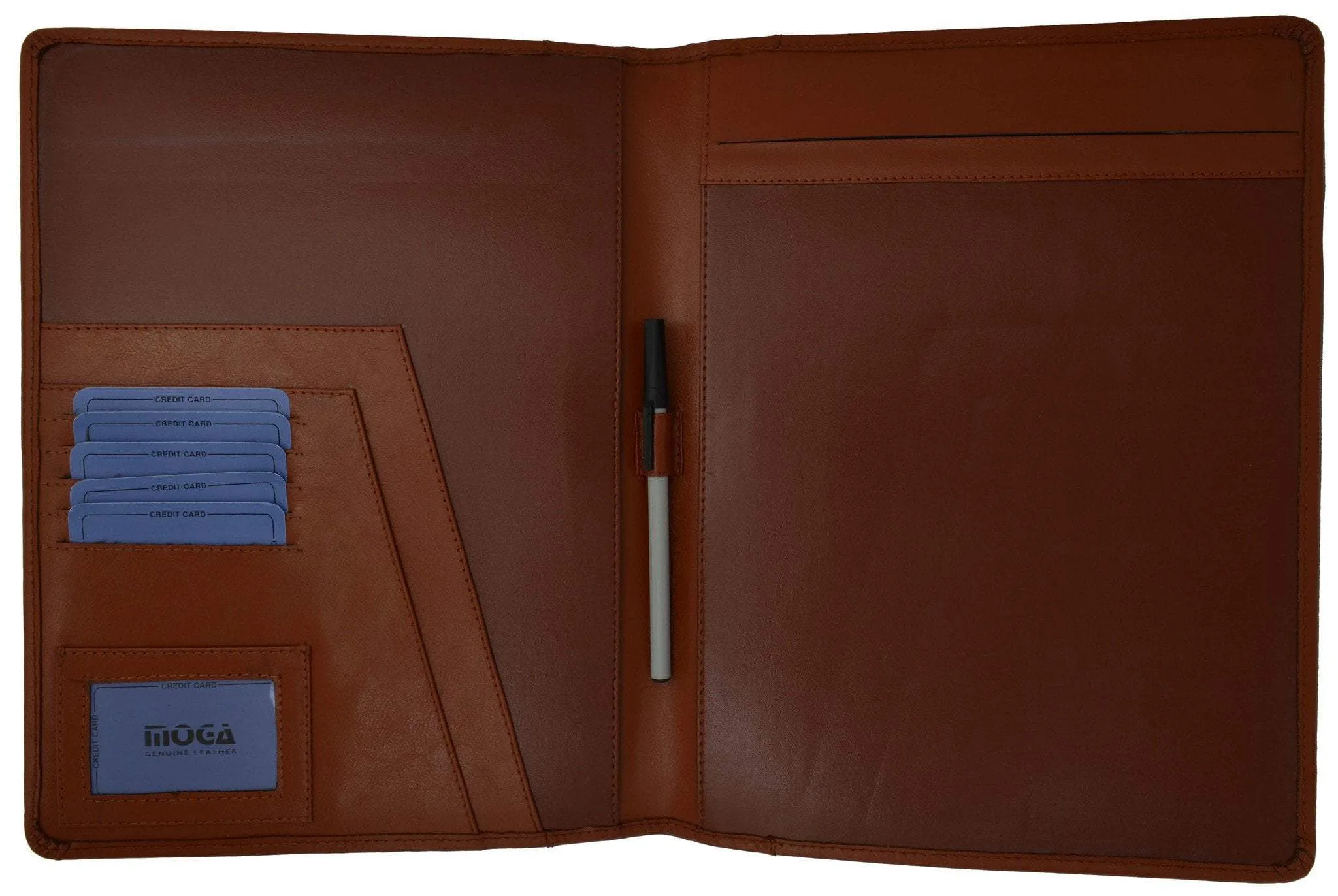Moga Bifold Portfolio Organizer High End Leather Quality (Brown)