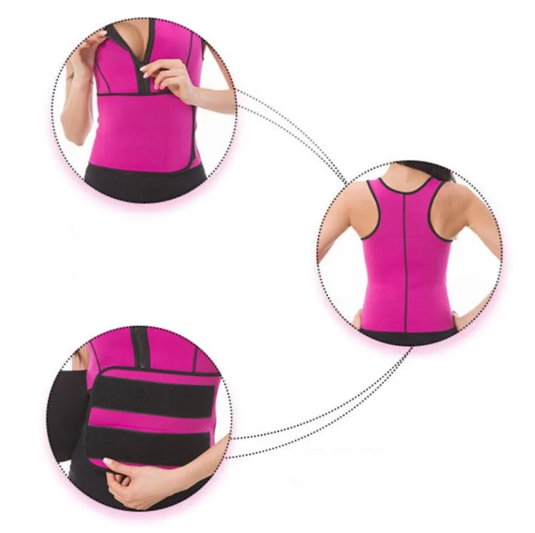 Neoprene Corset Yoga Vest Sweat Suit Postpartum Belly Belt, Size:XXL(Rose Red)