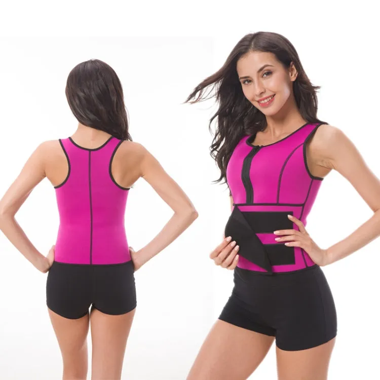 Neoprene Corset Yoga Vest Sweat Suit Postpartum Belly Belt, Size:XXL(Rose Red)