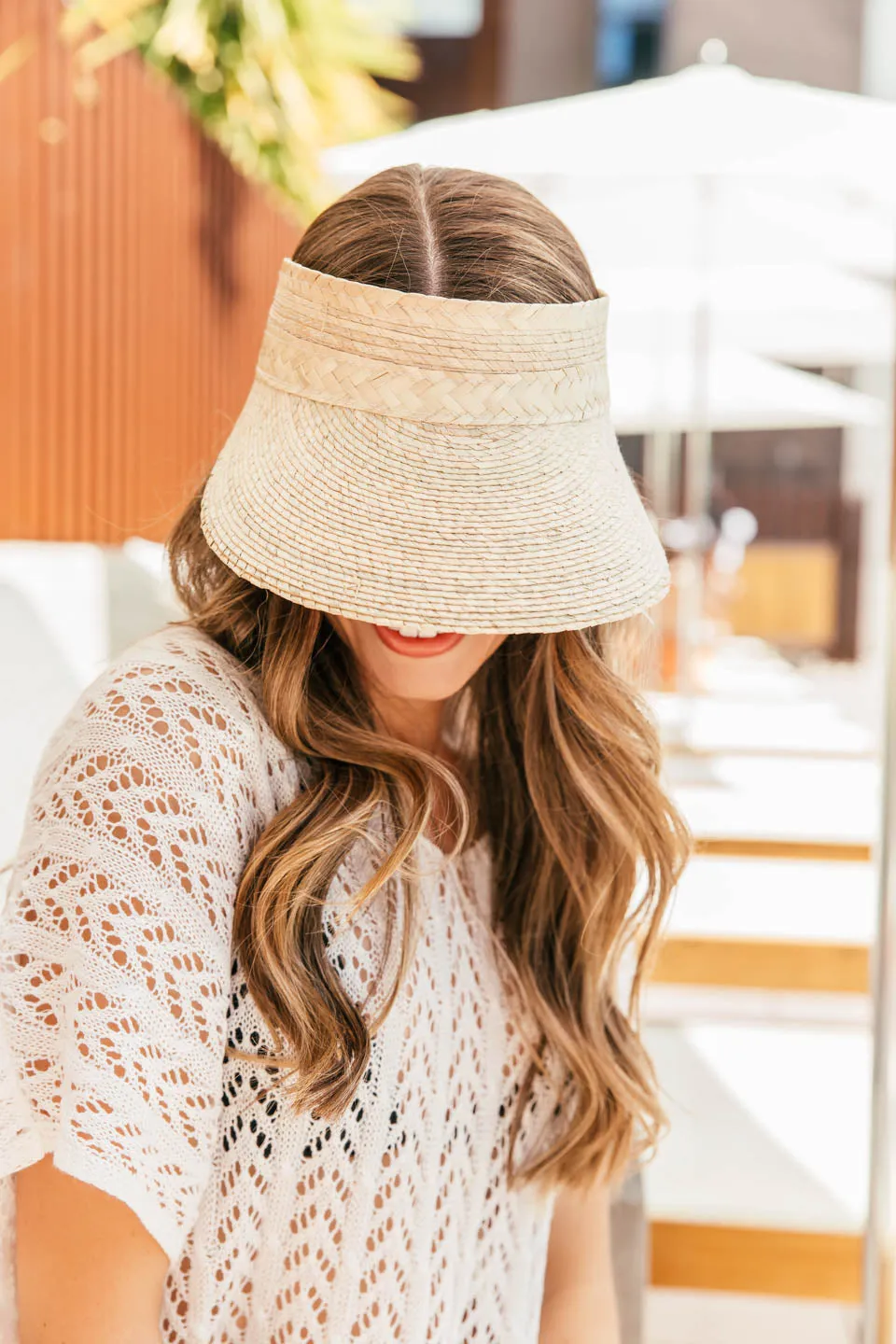 NEW!! Pressed Palm Sunblock Straw Visor