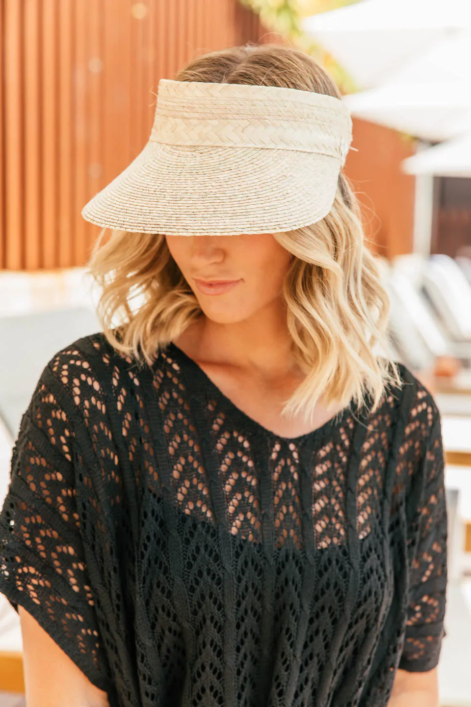 NEW!! Pressed Palm Sunblock Straw Visor
