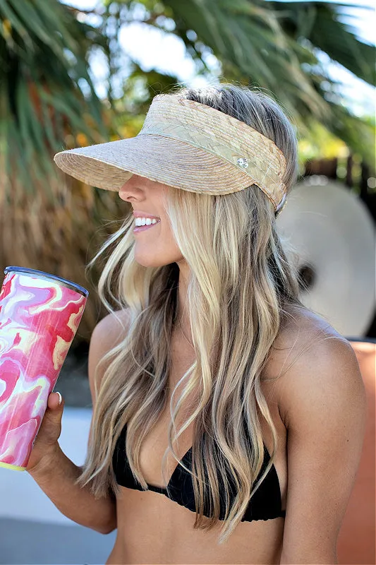 NEW!! Pressed Palm Sunblock Straw Visor