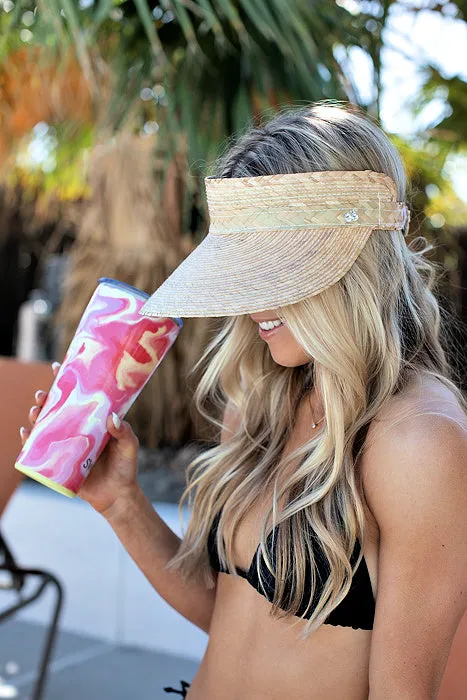 NEW!! Pressed Palm Sunblock Straw Visor