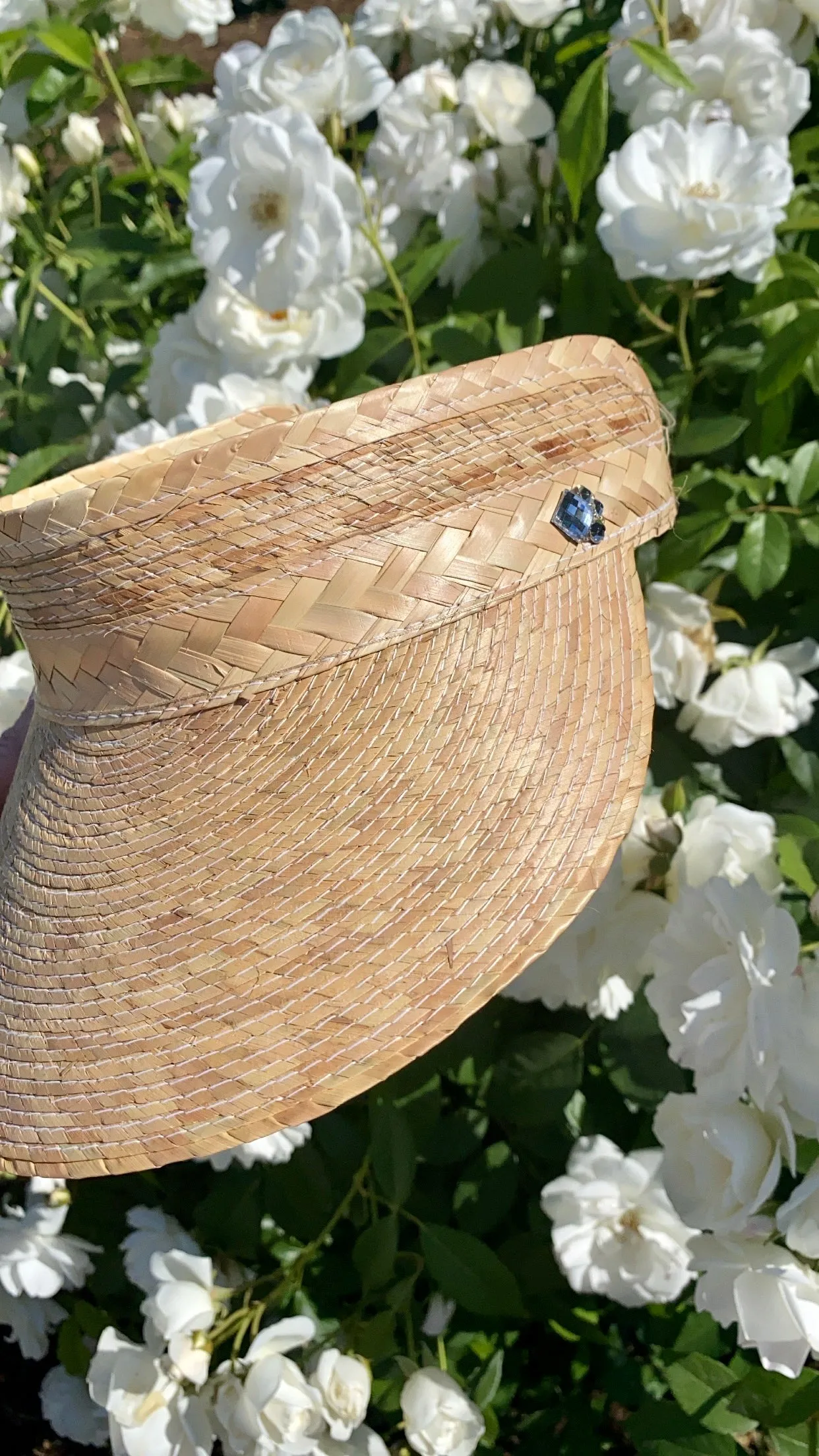 NEW!! Pressed Palm Sunblock Straw Visor