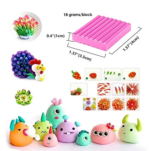 Oytra Polymer Clay 24 Color with Tissue Blade Rolling Plate and Pin