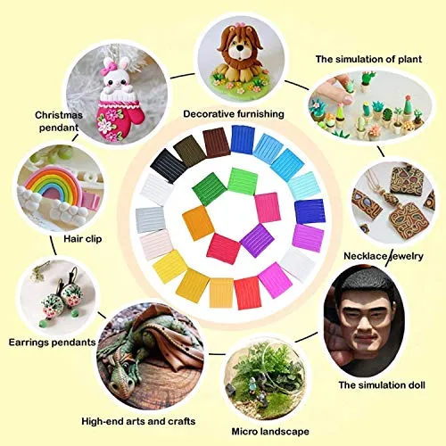 Oytra Polymer Clay 24 Color with Tissue Blade Rolling Plate and Pin