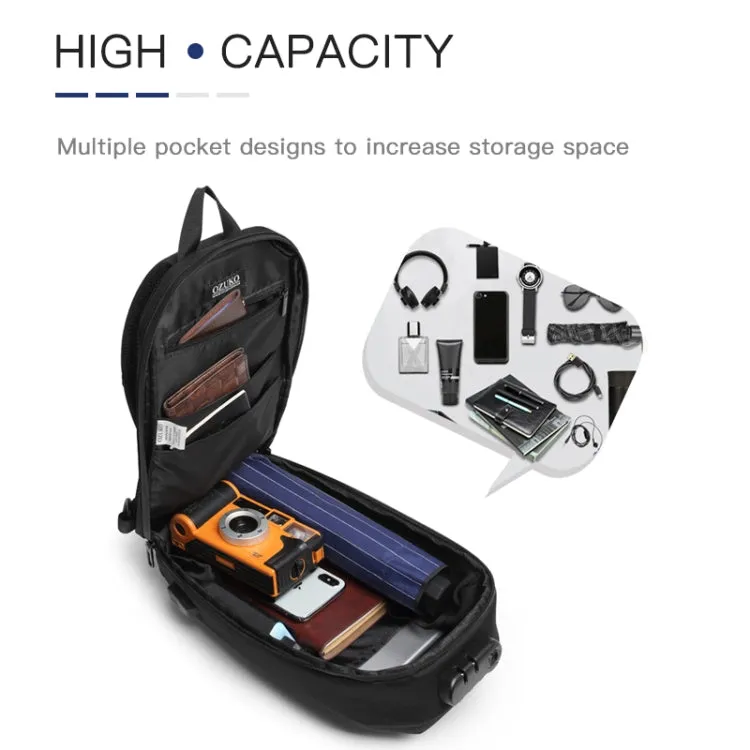 Ozuko 9321 Outdoor Anti-Theft Oxford Cloth Men Chest Bag Waterproof Messenger Bag with External USB Charging Port(Brown)