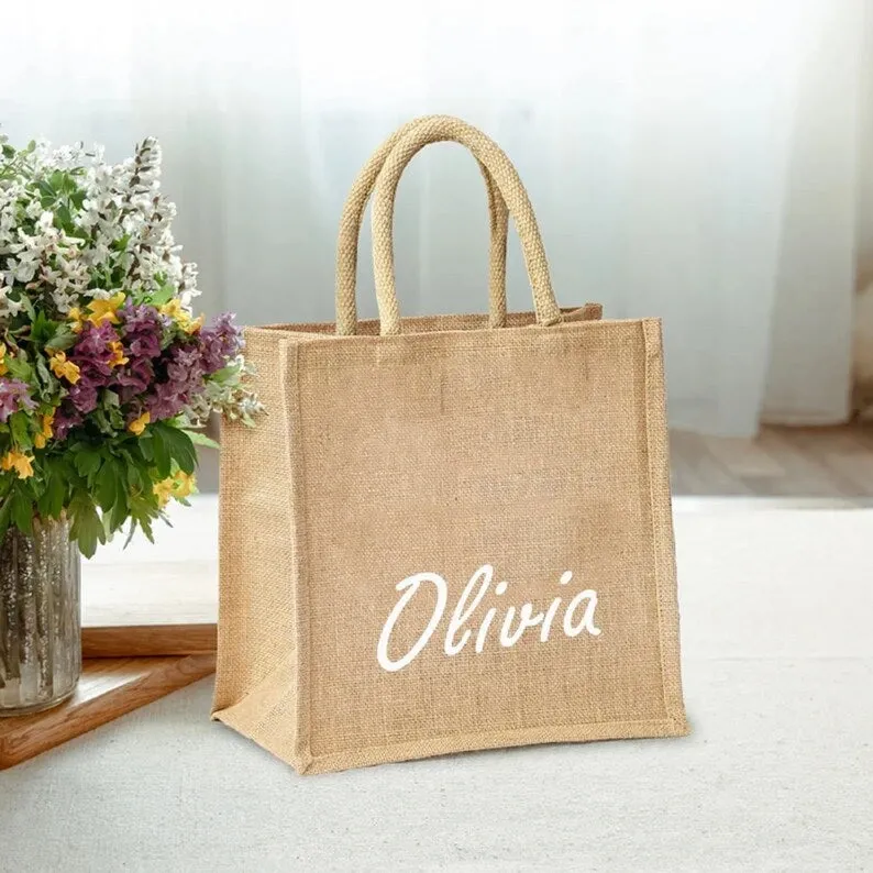 Personalized Beach jute Bag with Name