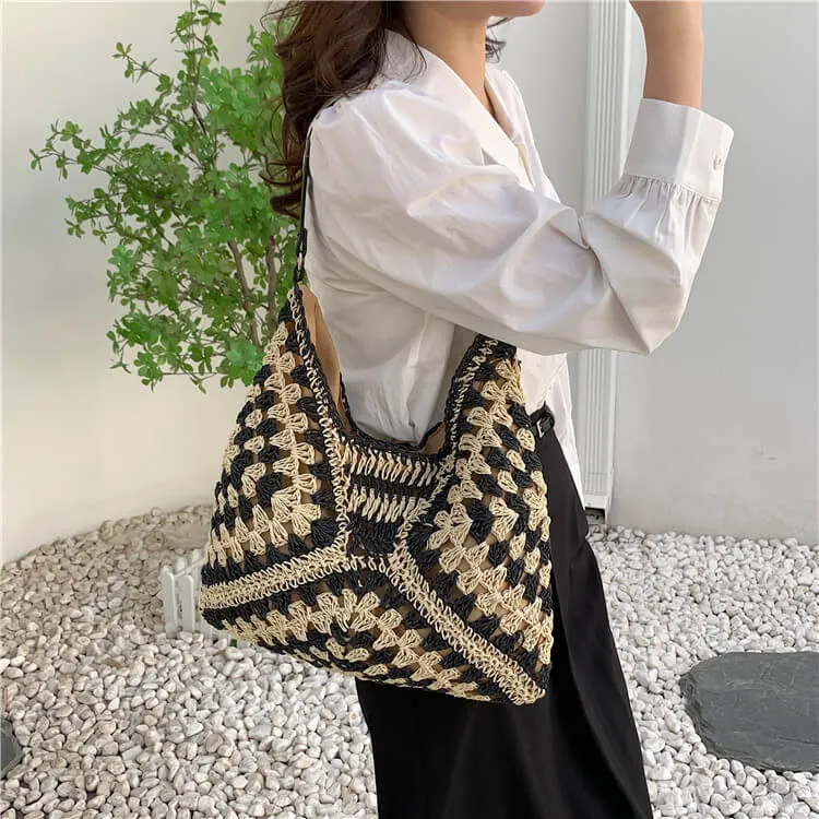 Raffia Seagrass Woven Straw Vacation Sling Bag-Showtown
