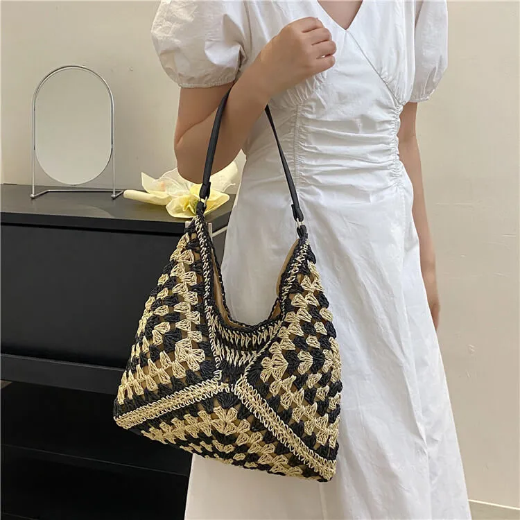 Raffia Seagrass Woven Straw Vacation Sling Bag-Showtown