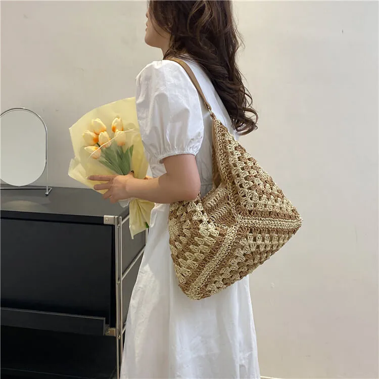 Raffia Seagrass Woven Straw Vacation Sling Bag-Showtown