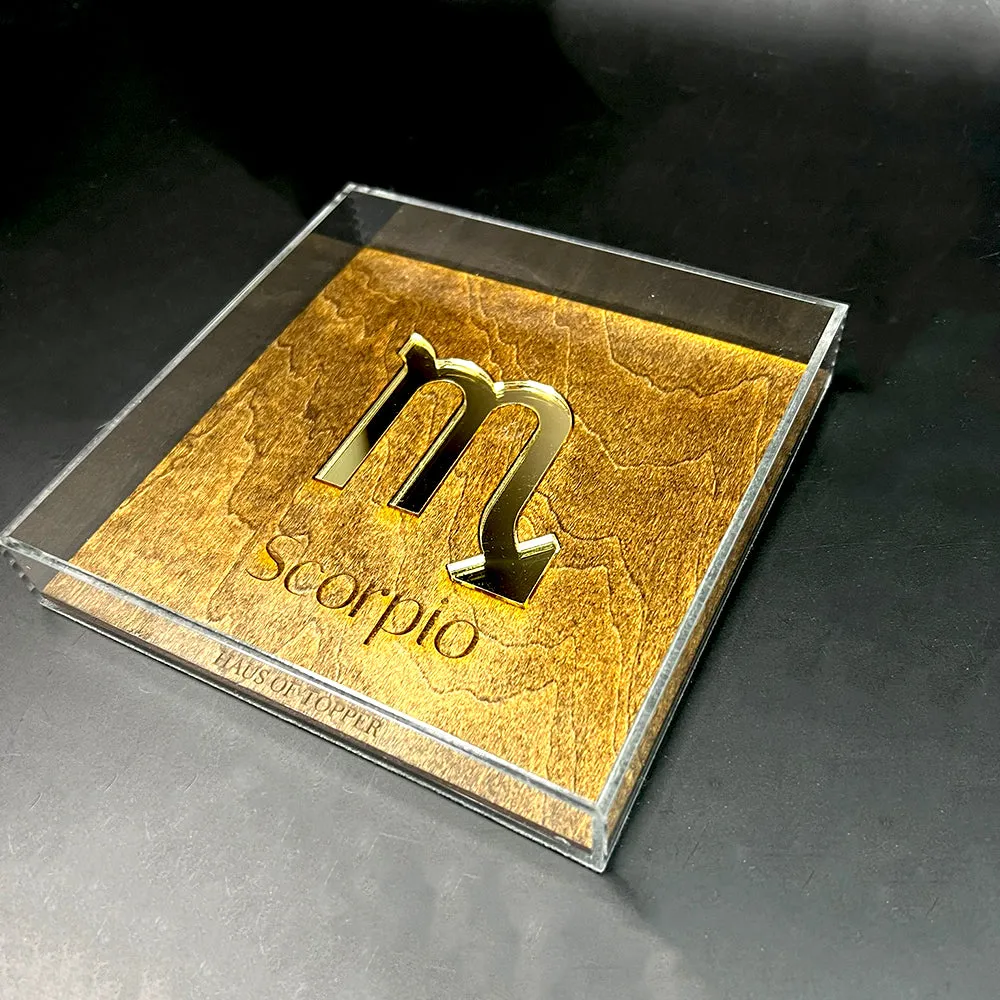 Scorpio Wood & Gold Mirrored Acrylic Rolling Tray