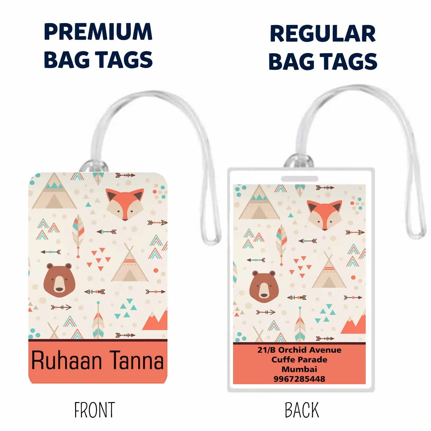 Set of 5 - Teepee Design Bag Tags