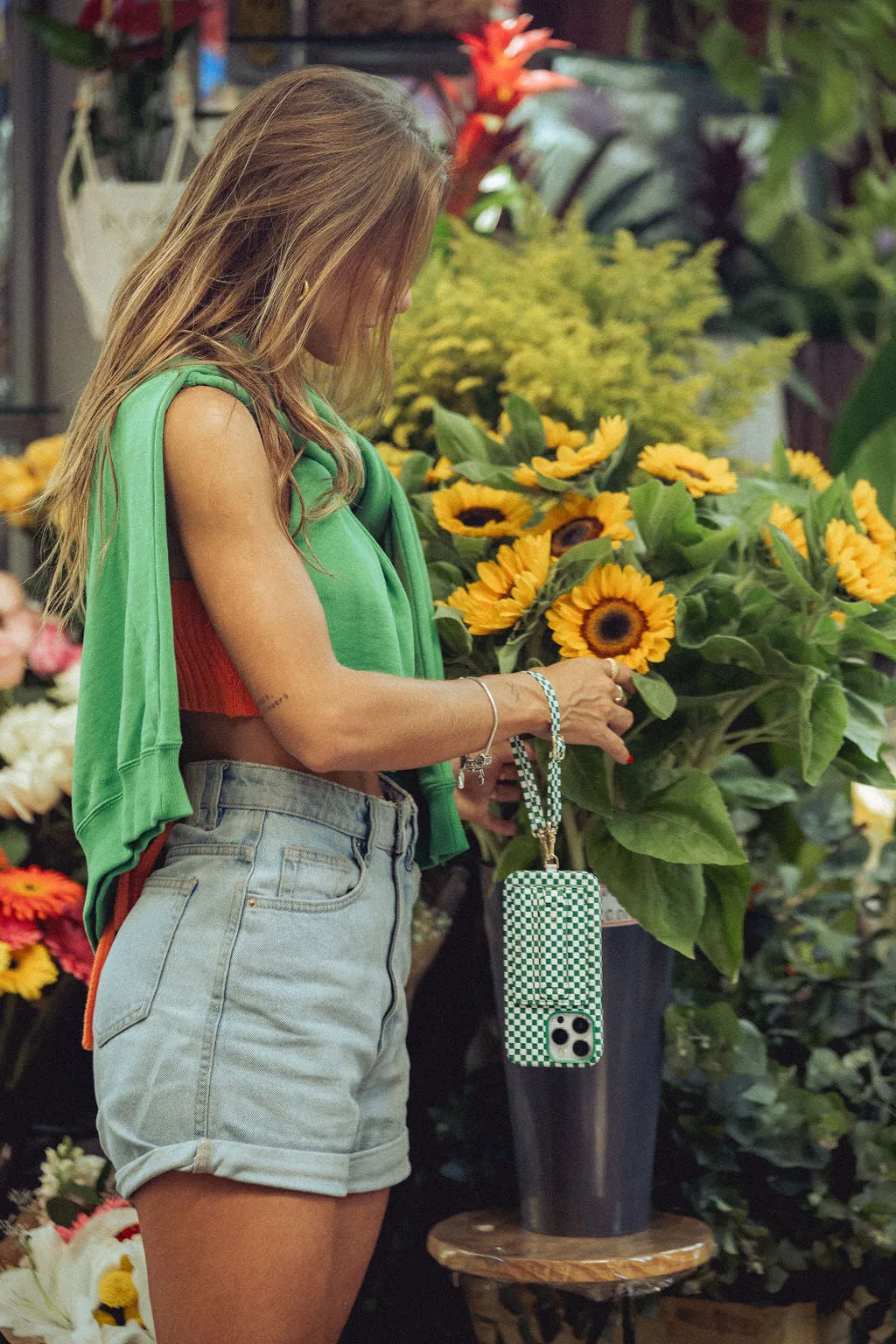 Single Green Checkered Phone Strap - Final Sale