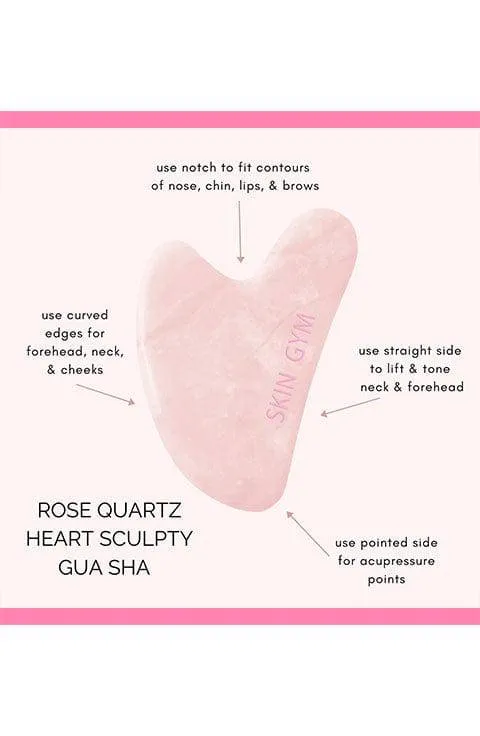 Skin Gym Rose Quartz Crystal Sculpty Heart Gua Sha Tool