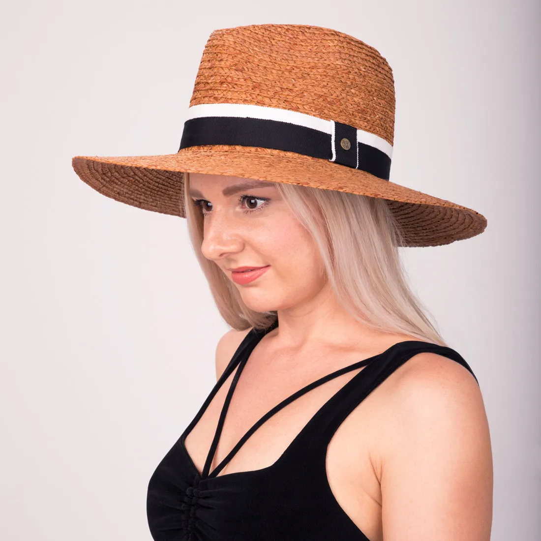 South Beach - Walrus Hats Natural Raffia Straw Fedora Hat