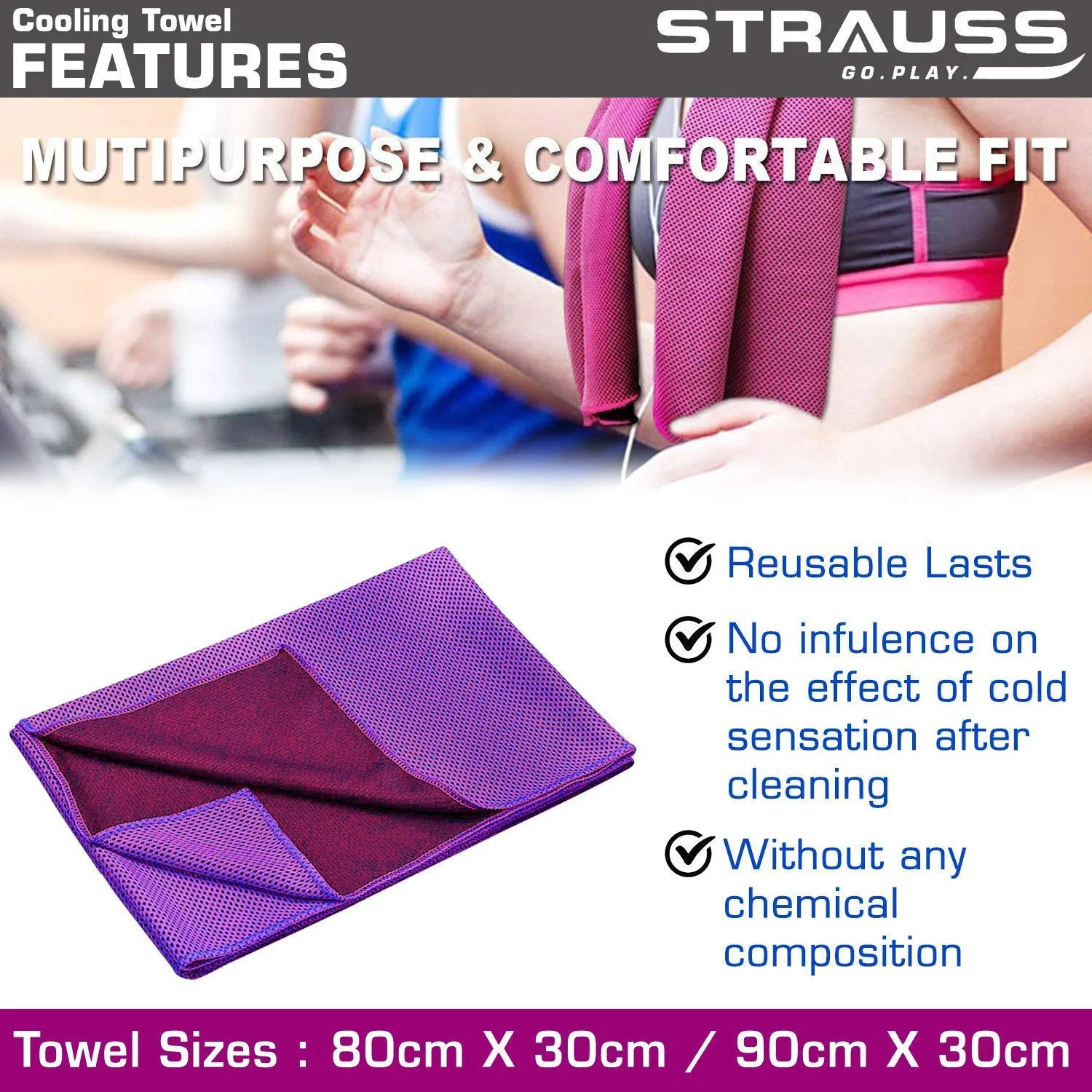 Strauss Yoga Mat (Floral) 10 MM NBR, Yoga Block (Purple) Pair, Anti-Slip Yoga Towel (Blue) and Yoga Belt (Blue)
