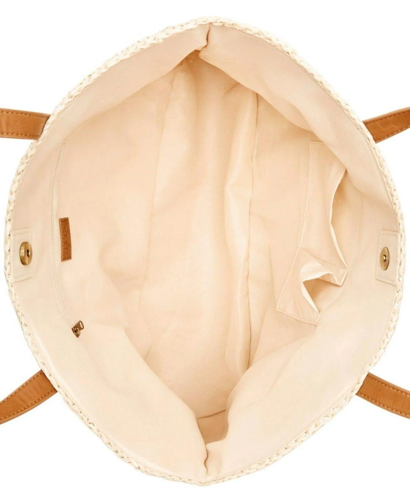 Style & Co. Womens Flag Tote Shopper Beach Bag Beige Large