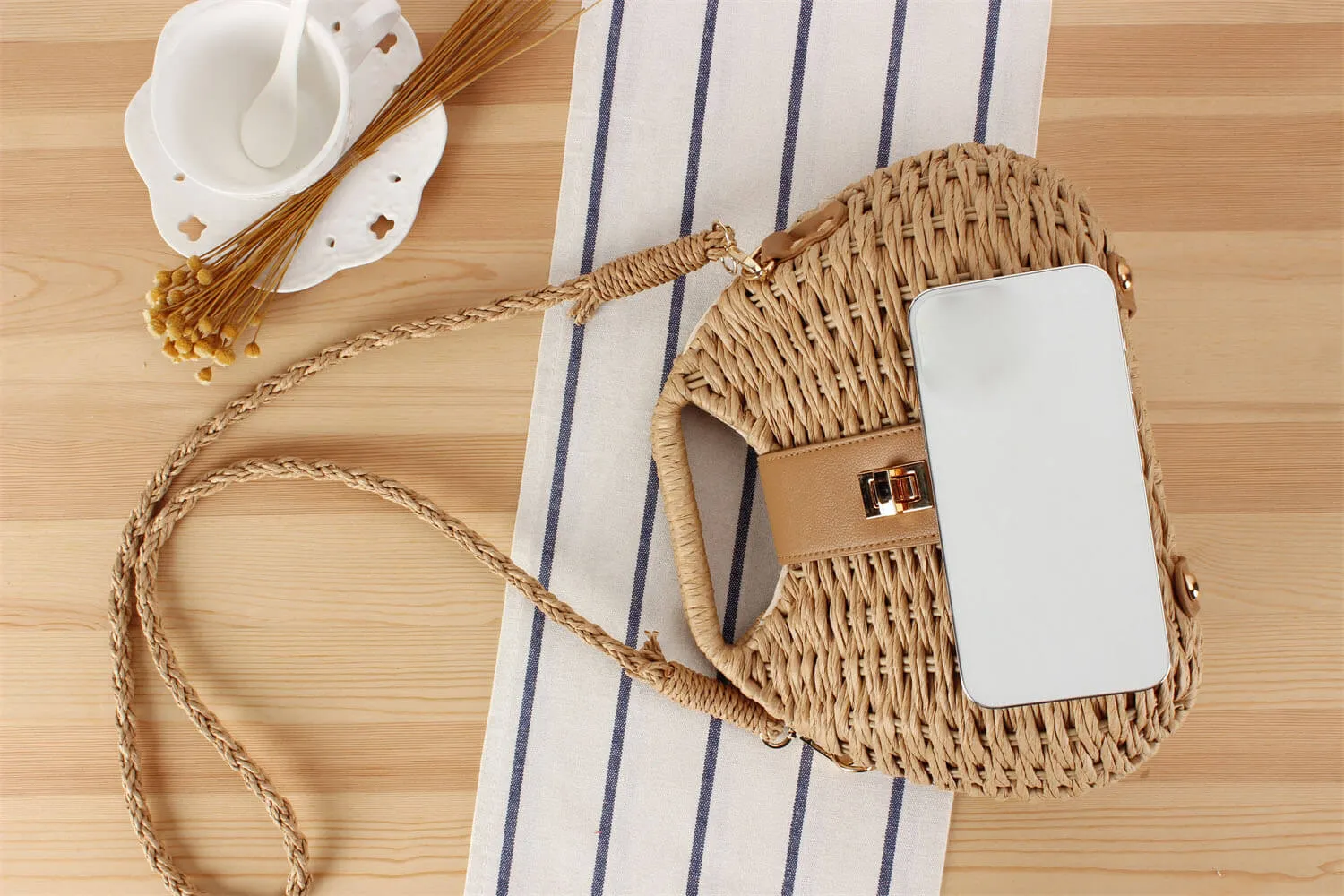 Summer Paper Straw Crossbody Bag-Showtown