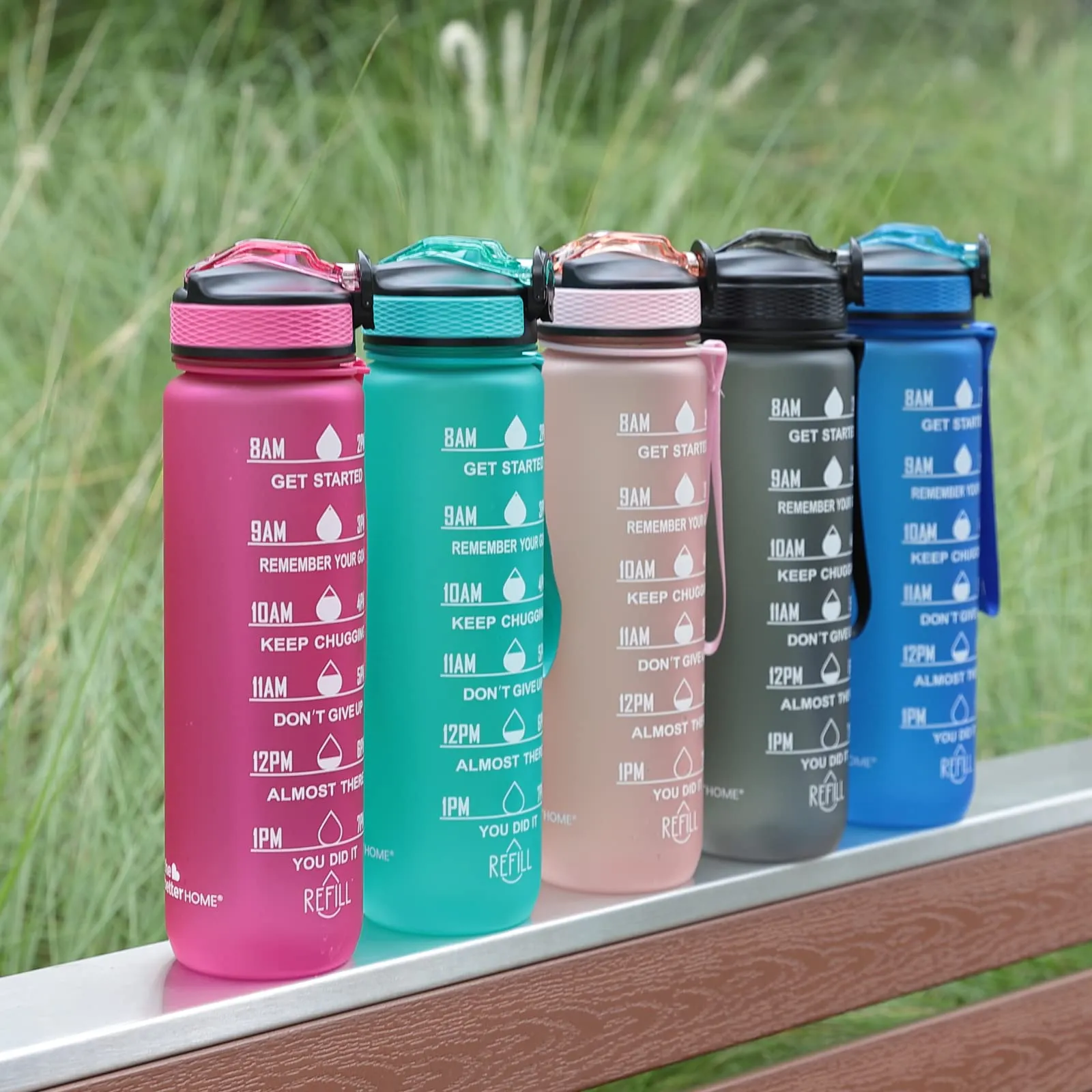 The Better Home Sipper Water Bottle For Adults 1 Litre | Motivational Gym Water Bottle 1  Litre with Measurements | Sports Water Bottle | Unbreakable Sipper Bottle (Light Blue)