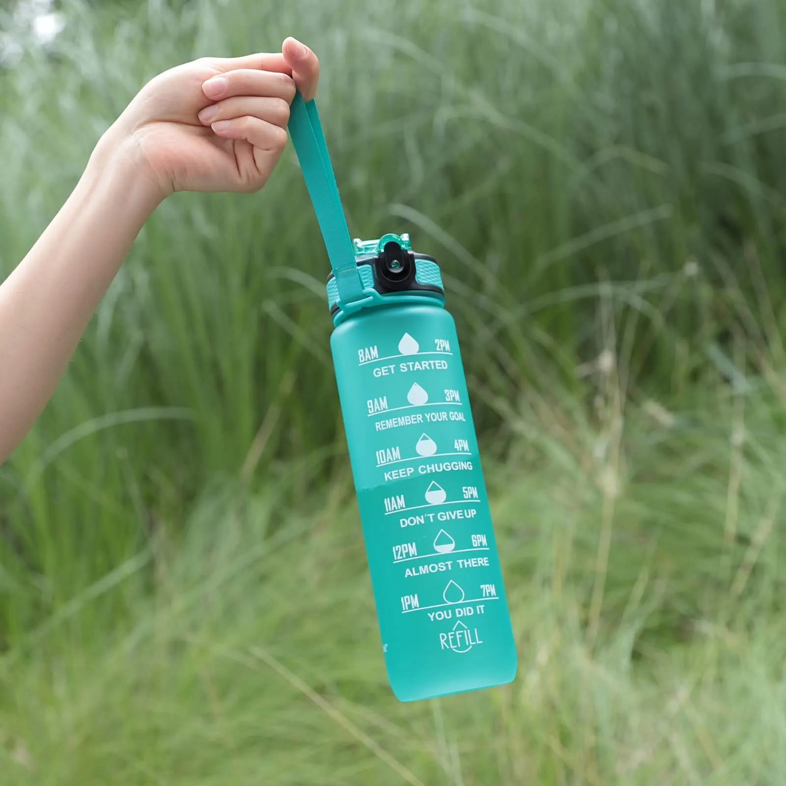 The Better Home Sipper Water Bottle For Adults 1 Litre | Motivational Gym Water Bottle 1  Litre with Measurements | Sports Water Bottle | Unbreakable Sipper Bottle (Light Blue)
