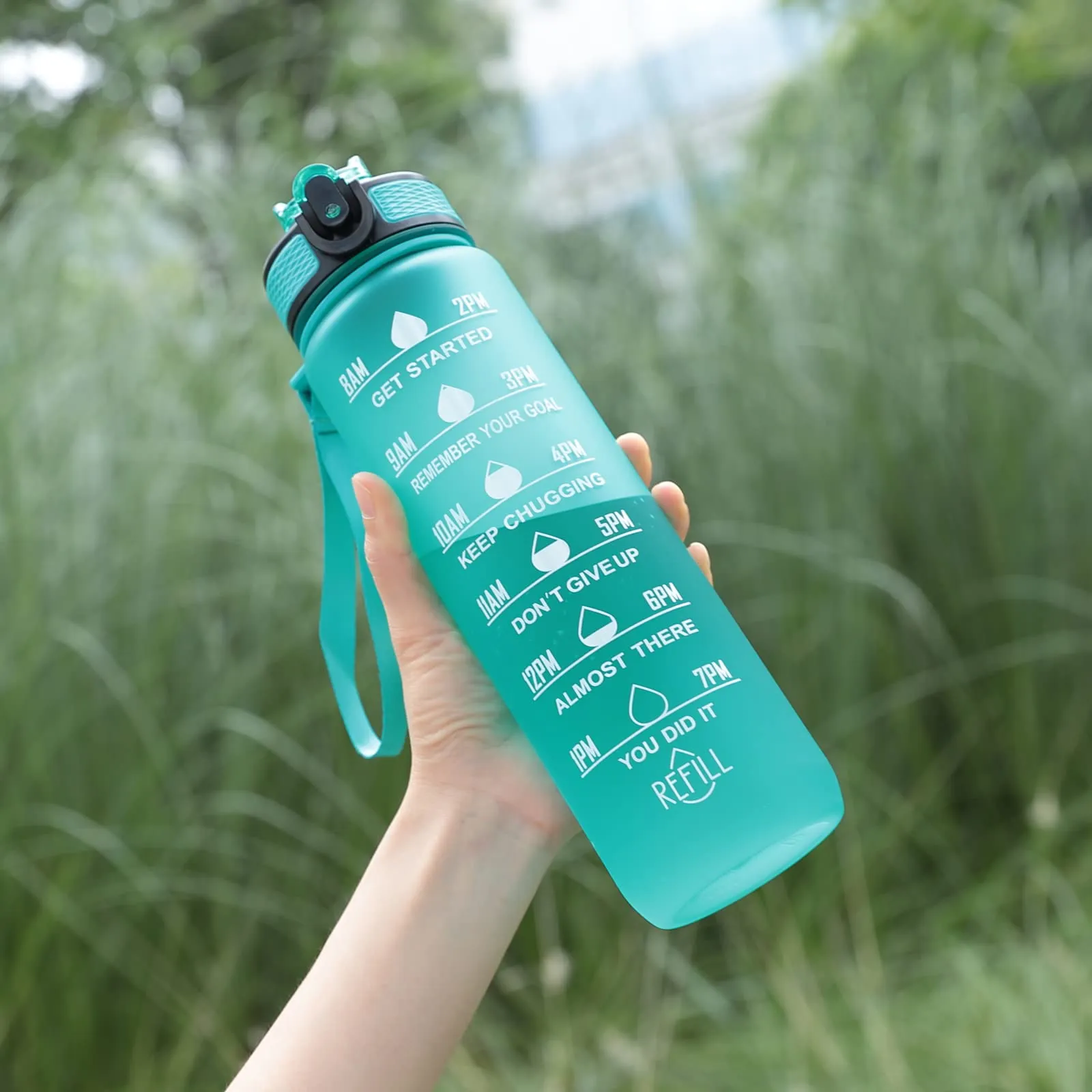 The Better Home Sipper Water Bottle For Adults 1 Litre | Motivational Gym Water Bottle 1  Litre with Measurements | Sports Water Bottle | Unbreakable Sipper Bottle (Light Blue)
