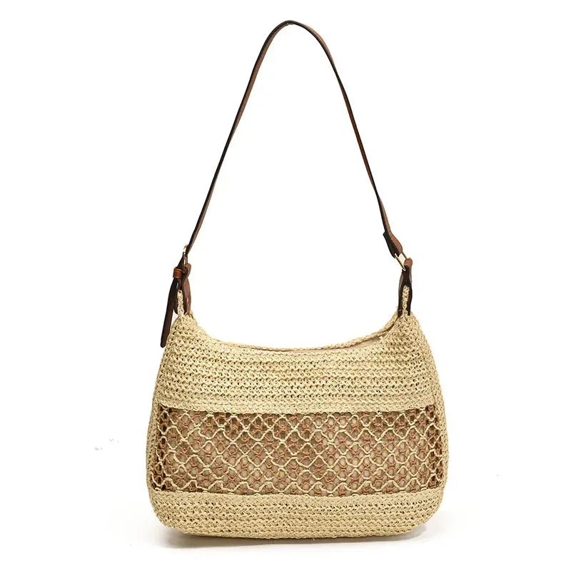 UAKISS  -   Straw Crossbody Bags for Women 2024 Korean Fashion Summer Shoulder Bags Lady Handbags and Purses Weave Beach Bag