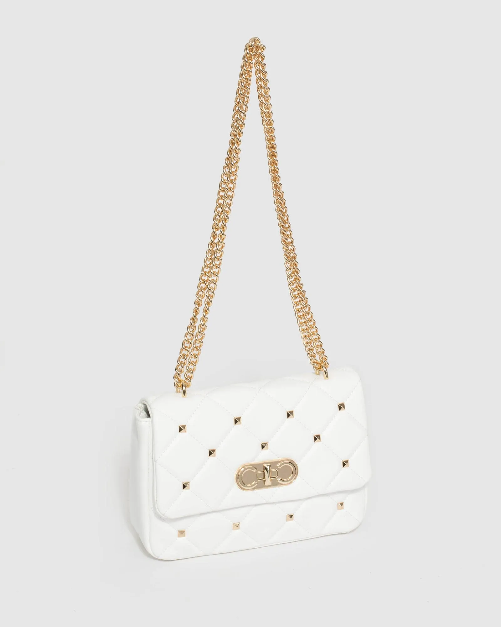 White Amillia Studed Crossbody Bag