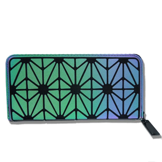 Women's Geometric Lattice Luminous Wallet