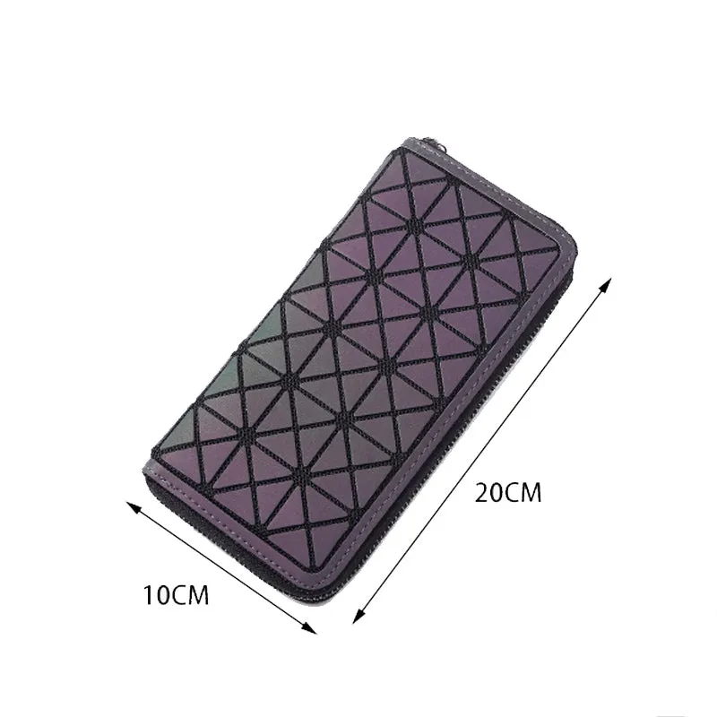 Women's Geometric Lattice Luminous Wallet