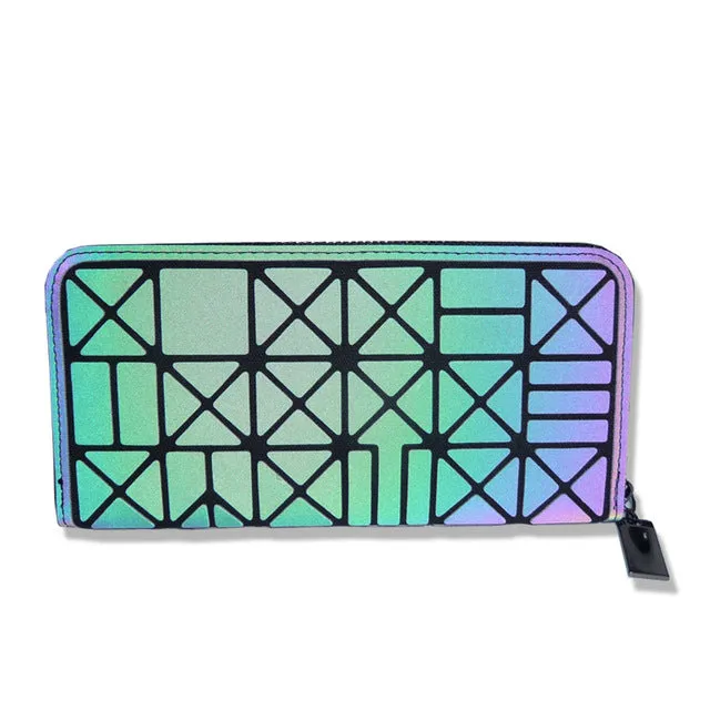 Women's Geometric Lattice Luminous Wallet
