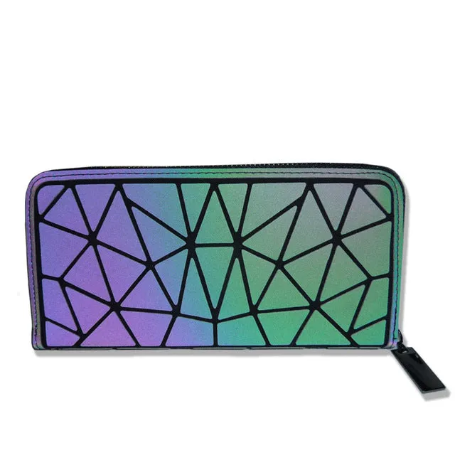 Women's Geometric Lattice Luminous Wallet